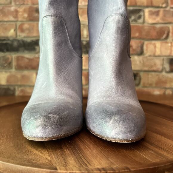Free People Dakota Suede Slouch Block Heel Blue Gray Sz 9 US 39 EU MSRP $188 - Picture 12 of 16